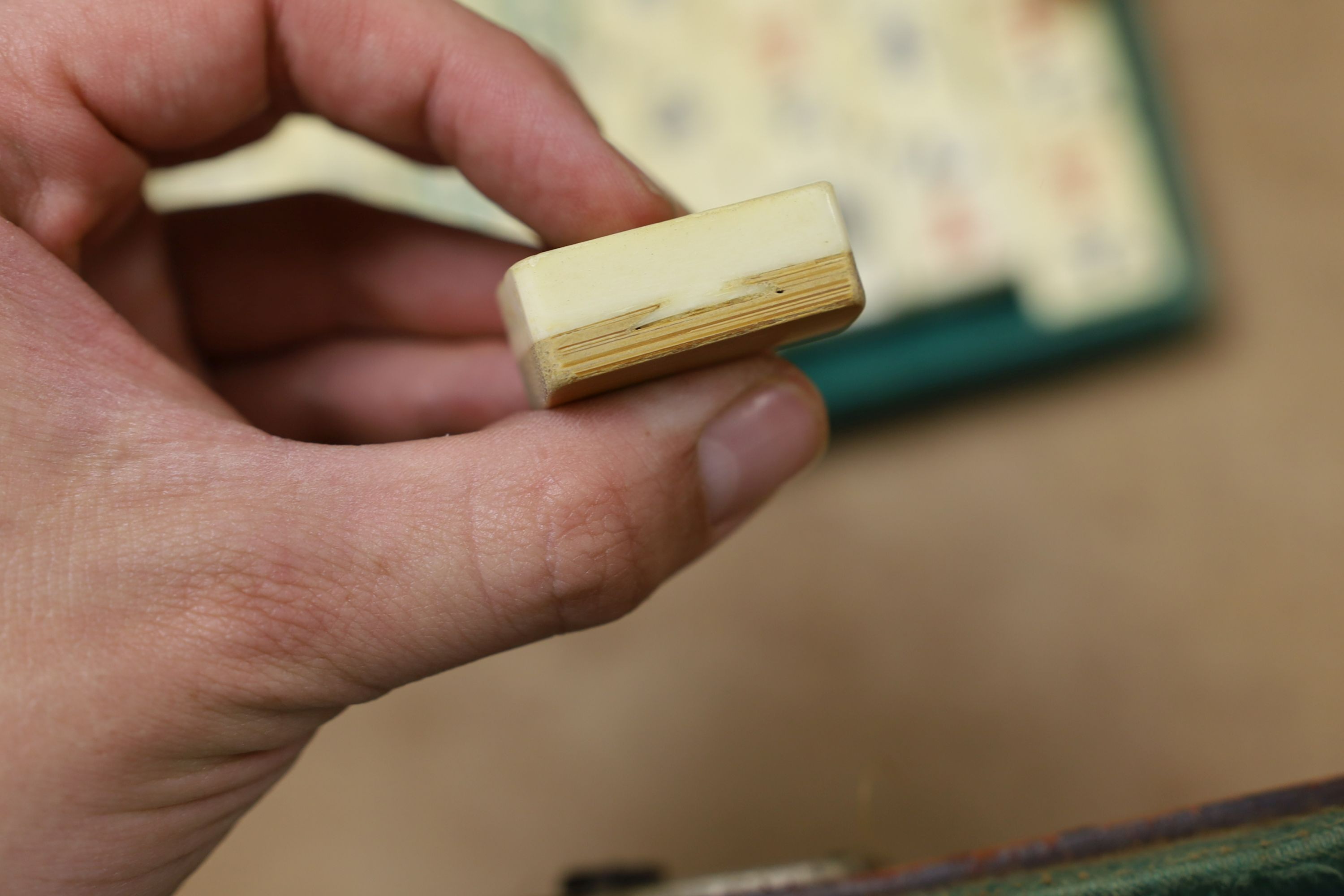 A leather boxed mahjong game